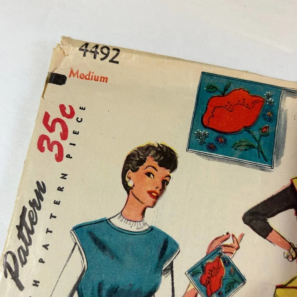 Simplicity Vintage 1950's Pattern #4492 Cobblers Apron‎ Half Apron Pot Holder